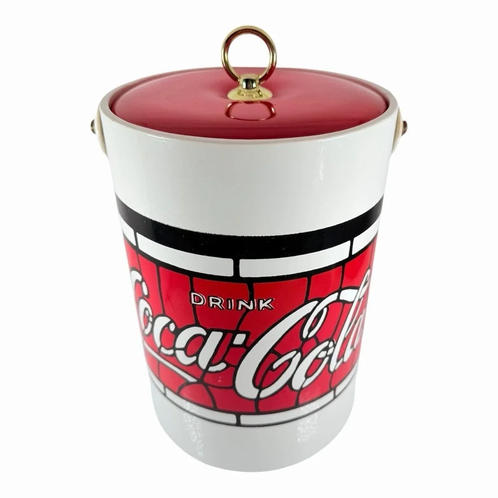 Vintage Coca-Cola Ice Bucket 1970s–80s Red & White Logo Cooler Retro Advertising
